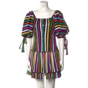 Caroline Constas Bella Striped Mini Puff Sleeve Mini Dress